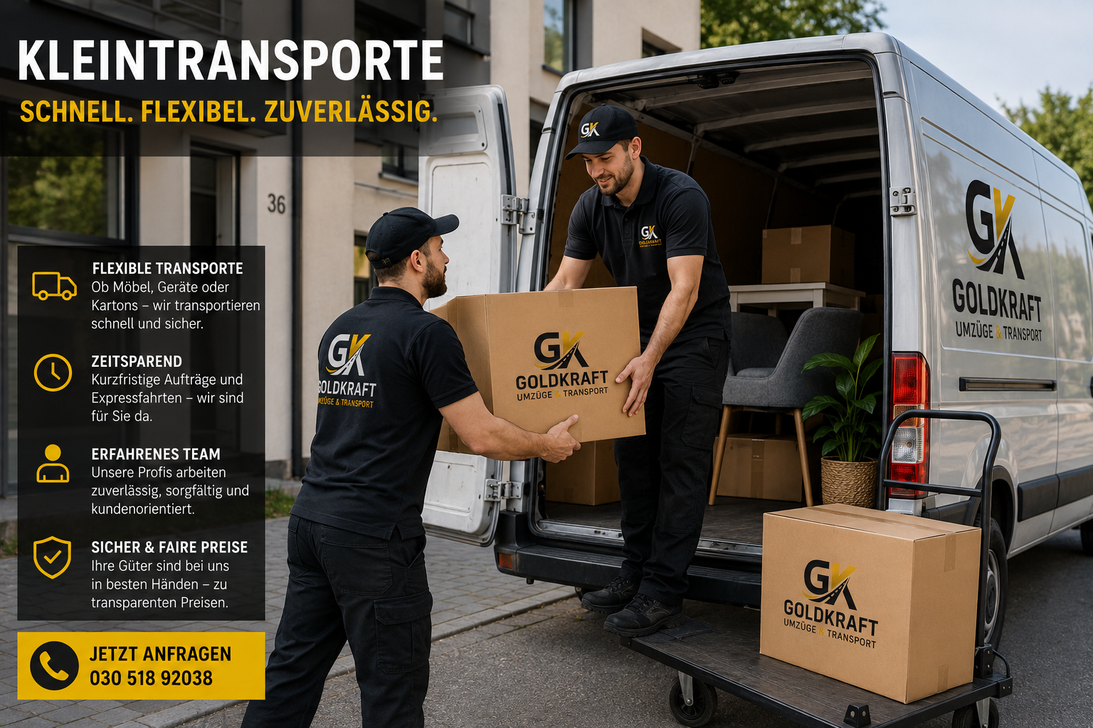 Kleintransport in Berlin mit Transporter und Umzugskartons
