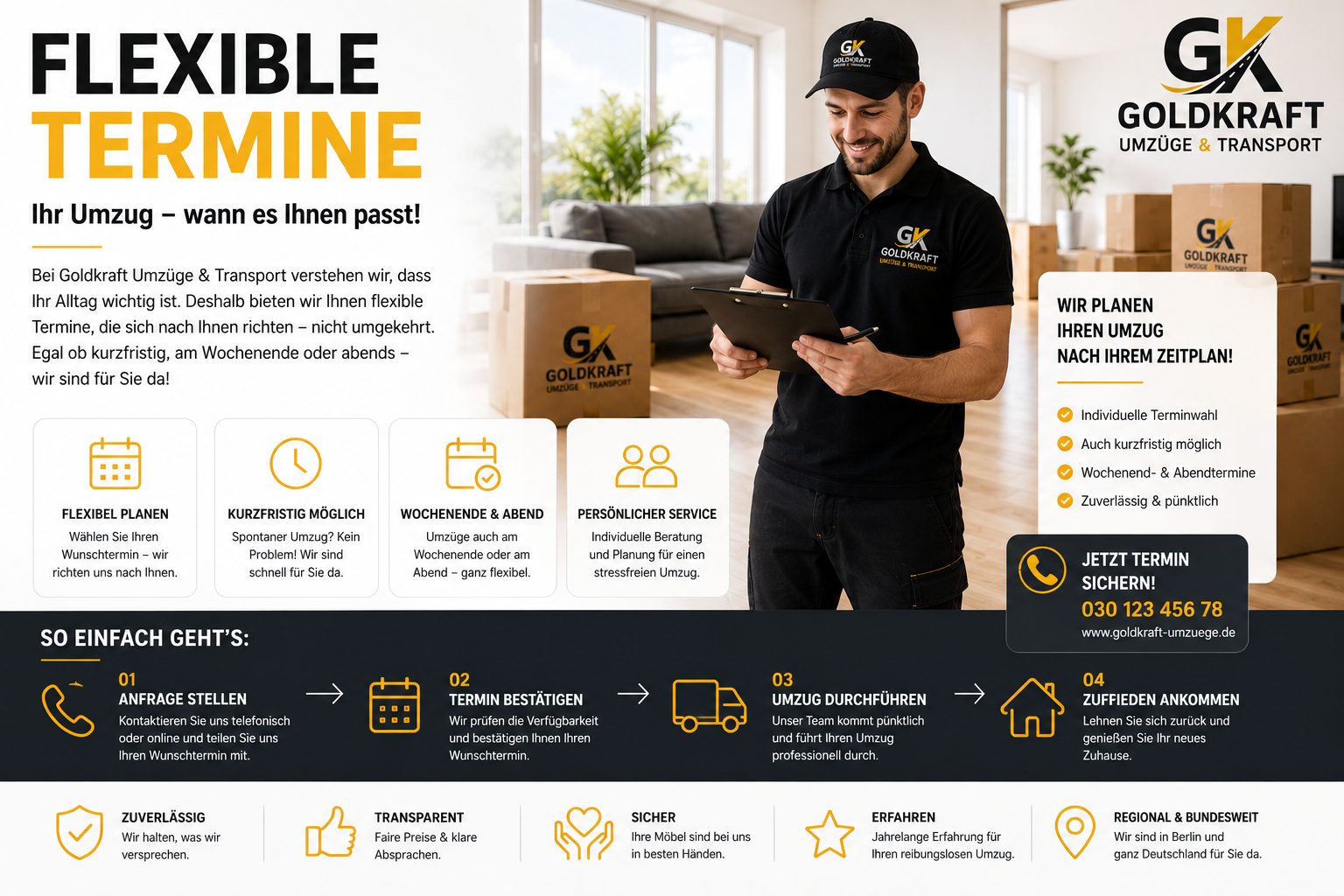 Flexible Termine beim Umzug mit Kalenderplanung und Umzugsteam