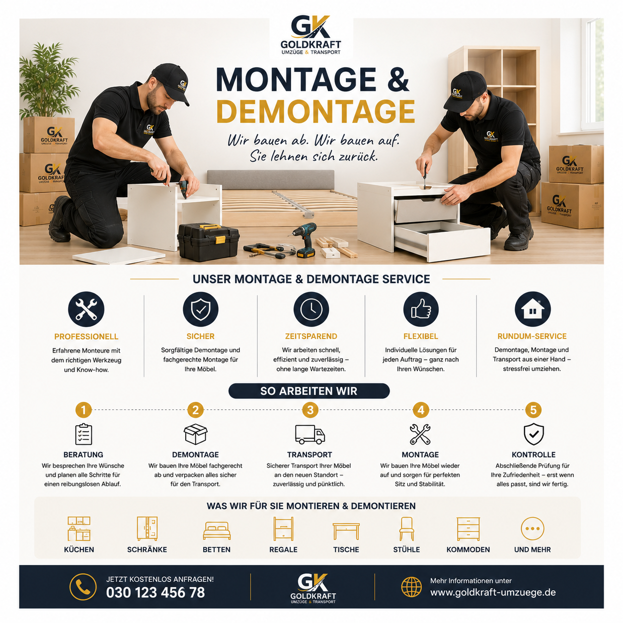 Montage und Demontage beim Umzug mit professionellem Möbelaufbau