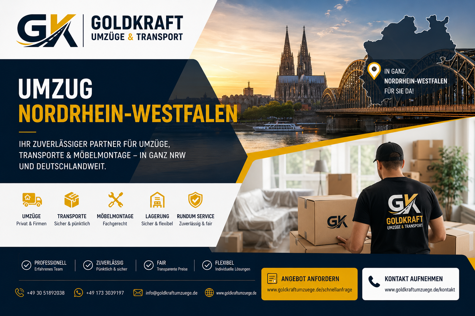 Umzug Nordrhein-Westfalen mit Goldkraft Umzüge und Transport