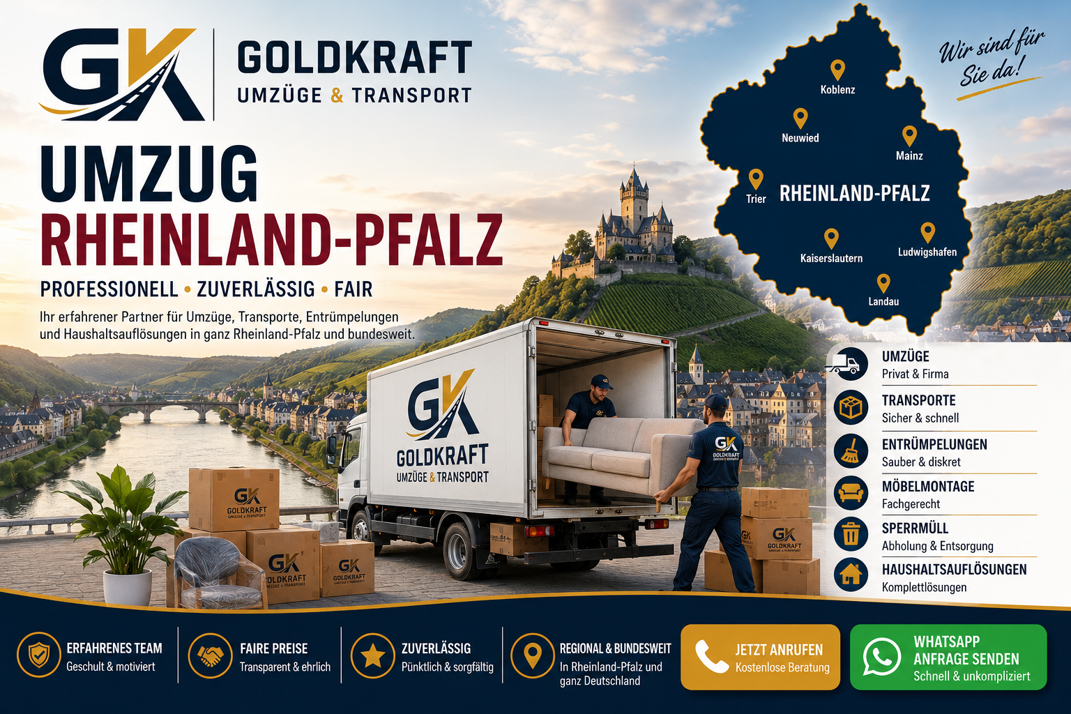Umzug Rheinland-Pfalz Goldkraft Umzüge Möbeltransport Entrümpelung
